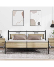 Cadre de lit en métal sans matelas chêne sonoma 193x203 cm | Mobilier & Déco