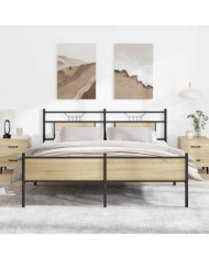Cadre de lit en métal sans matelas chêne sonoma 180x200 cm | Mobilier & Déco