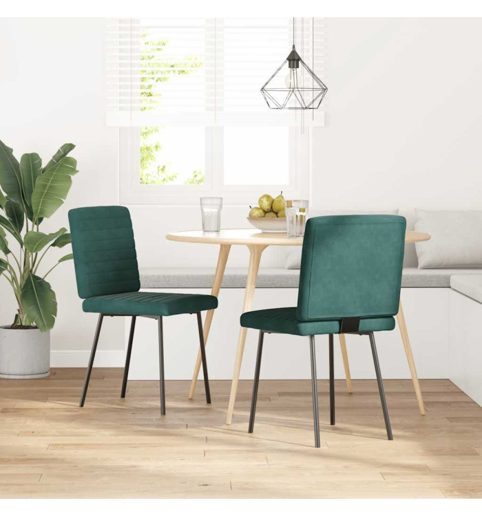 Chaises à manger lot de 2 Vert foncé Velours | Mobilier & Déco