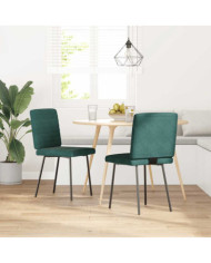 Chaises à manger lot de 2 Vert foncé Velours | Mobilier & Déco