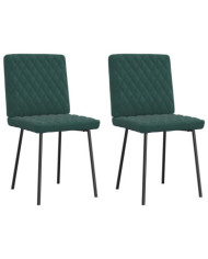 Chaises à manger lot de 2 Vert foncé Velours | Mobilier & Déco