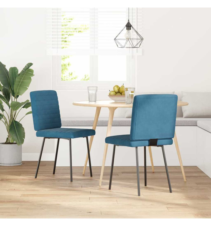 Chaises à manger lot de 2 Bleu Velours | Mobilier & Déco