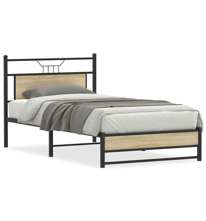 Cadre de lit sans matelas chêne sonoma 100x200 cm | Mobilier & Déco