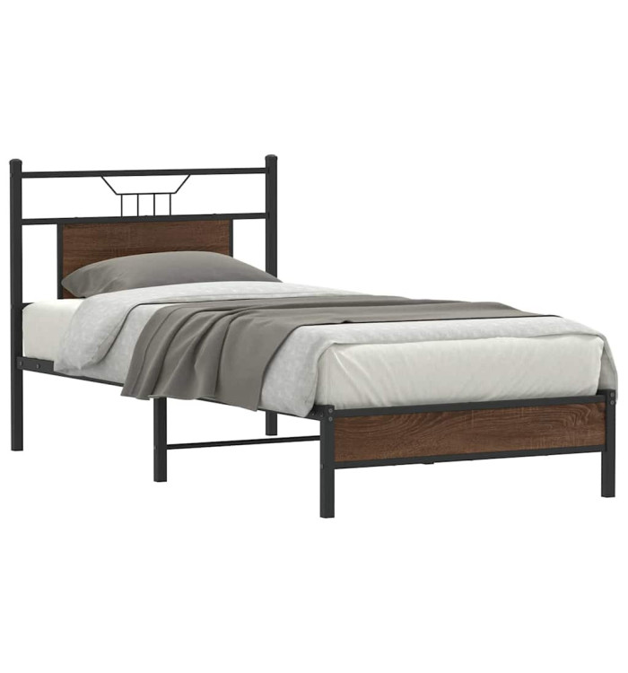 Cadre de lit sans matelas chêne marron 75x190cm bois ingénierie | Mobilier & Déco