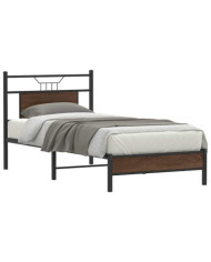 Cadre de lit sans matelas chêne marron 75x190cm bois ingénierie | Mobilier & Déco
