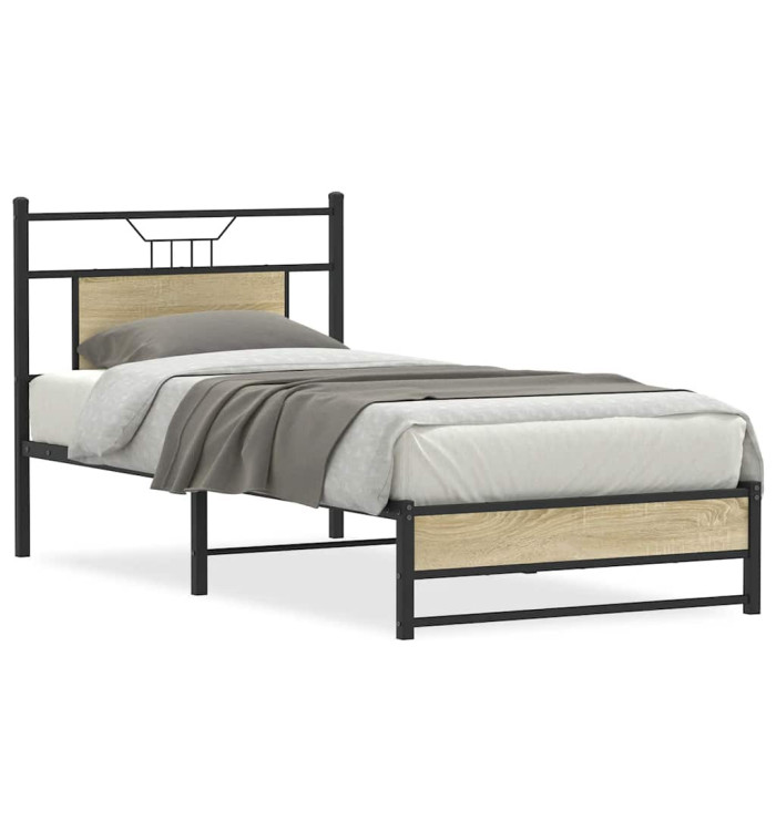 Cadre de lit sans matelas chêne sonoma 90x200 cm | Mobilier & Déco