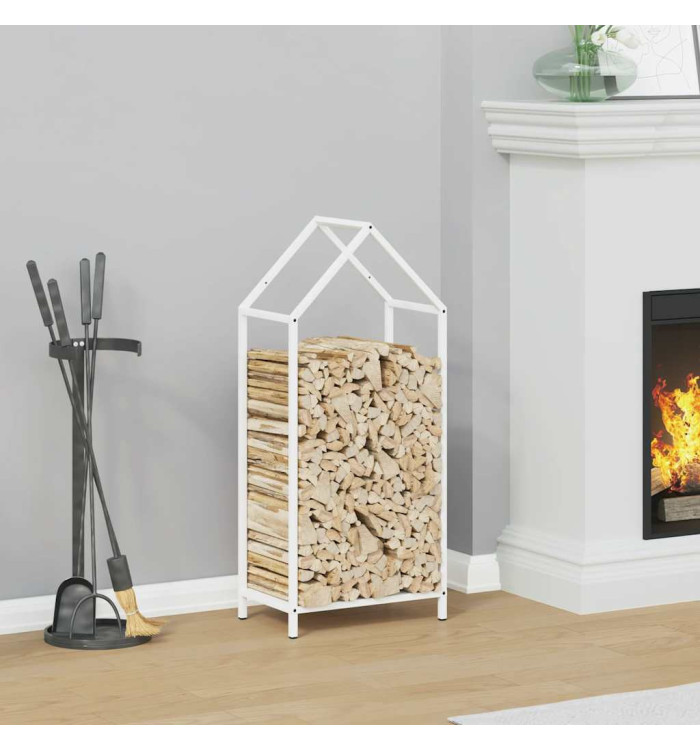Portant de bois chauffage blanc 40x25x90 cm | Mobilier & Déco