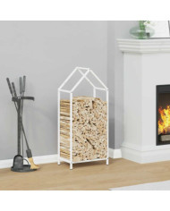 Portant de bois chauffage blanc 40x25x90 cm | Mobilier & Déco