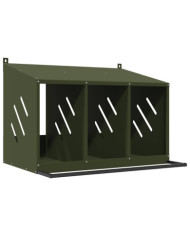 Nichoir à poules avec 3 compartiments vert olive métal | Mobilier & Déco