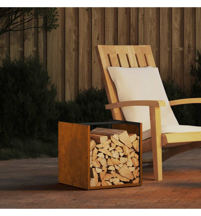 Étagère à bois 40x40x40 cm acier résistant aux intempéries | Mobilier & Déco