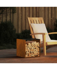 Étagère à bois 40x40x40 cm acier résistant aux intempéries | Mobilier & Déco