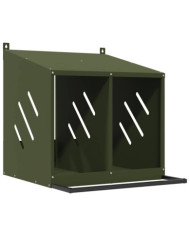 Nichoir à poules avec 2 compartiments vert olive métal | Mobilier & Déco