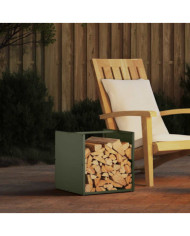 Portant de bois chauffage vert olive 40x40x40 cm | Mobilier & Déco