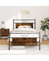 Cadre de lit sans matelas chêne fumé 100x200 cm bois ingénierie | Mobilier & Déco