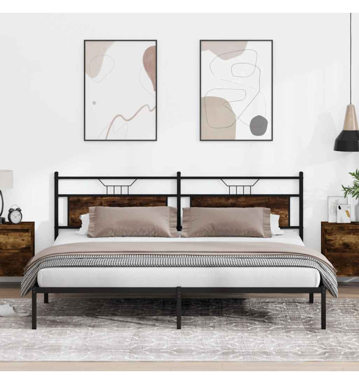 Cadre de lit sans matelas chêne fumé 193x203 cm bois ingénierie | Mobilier & Déco