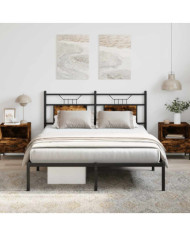 Cadre de lit sans matelas chêne fumé 137x190 cm bois ingénierie | Mobilier & Déco