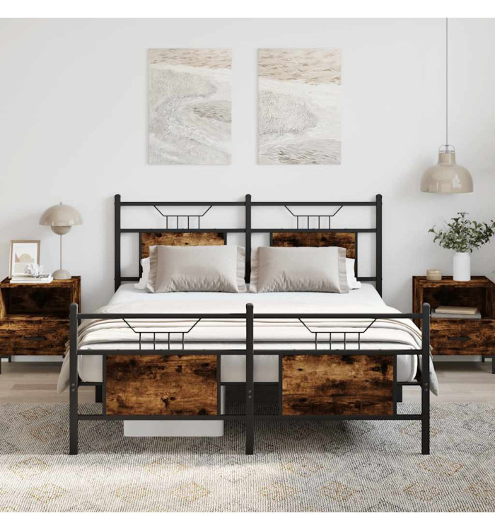 Cadre de lit sans matelas chêne fumé 150x200 cm bois ingénierie | Mobilier & Déco