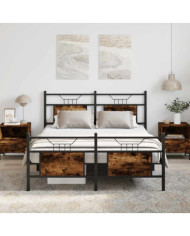 Cadre de lit sans matelas chêne fumé 150x200 cm bois ingénierie | Mobilier & Déco