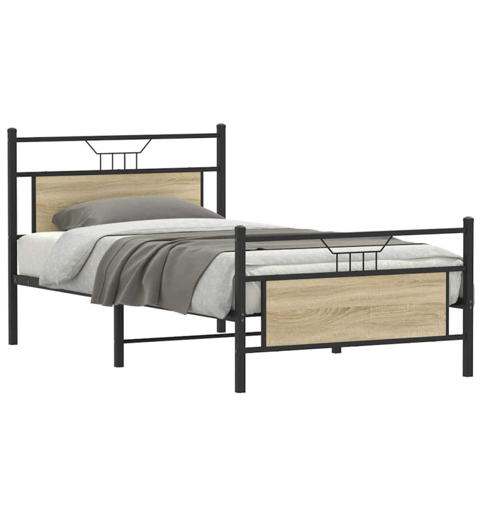 Cadre de lit sans matelas chêne sonoma 107x203 cm | Mobilier & Déco