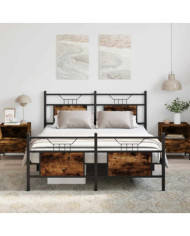 Cadre de lit sans matelas chêne fumé 140x190 cm bois ingénierie | Mobilier & Déco