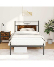 Cadre de lit sans matelas chêne fumé 100x190 cm bois ingénierie | Mobilier & Déco