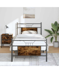 Cadre de lit sans matelas chêne fumé 90x200cm bois d'ingénierie | Mobilier & Déco