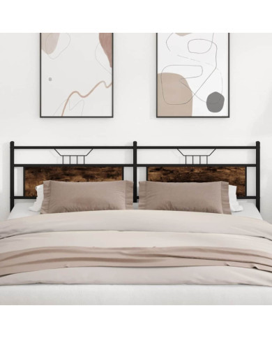 Tête de lit chêne fumé 193 cm bois d'ingénierie et acier | Mobilier & Déco