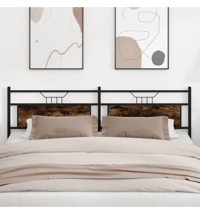 Tête de lit chêne fumé 193 cm bois d'ingénierie et acier | Mobilier & Déco