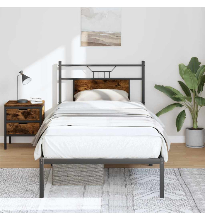 Cadre de lit sans matelas chêne fumé 90x190cm bois d'ingénierie | Mobilier & Déco