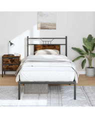 Cadre de lit sans matelas chêne fumé 90x190cm bois d'ingénierie | Mobilier & Déco