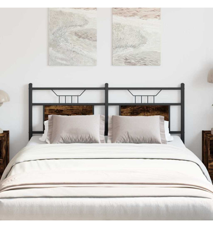 Tête de lit chêne fumé 137 cm bois d'ingénierie et acier | Mobilier & Déco