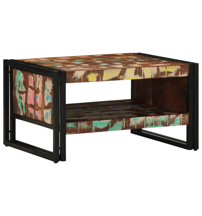 Table basse multicolore 70x50x38 cm bois de récupération massif | Mobilier & Déco