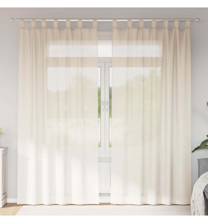 Rideaux en voile avec passants 2 pcs crème | Mobilier & Déco