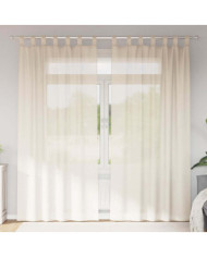 Rideaux en voile avec passants 2 pcs crème | Mobilier & Déco