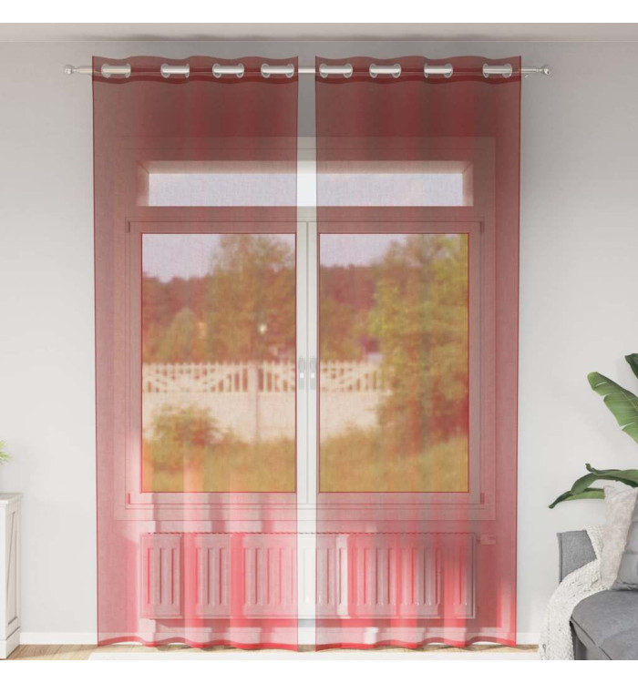 Rideaux en voile avec œillets 2 pcs rouge bordeaux | Mobilier & Déco