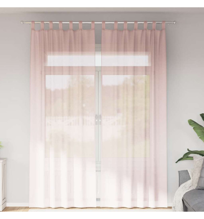 Rideaux en voile avec passe-tringles 2 pcs rose clair | Mobilier & Déco