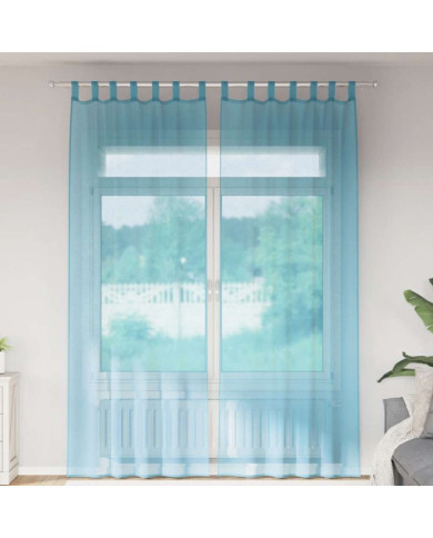 Rideaux en voile avec passe-tringles 2 pcs turquoise | Mobilier & Déco