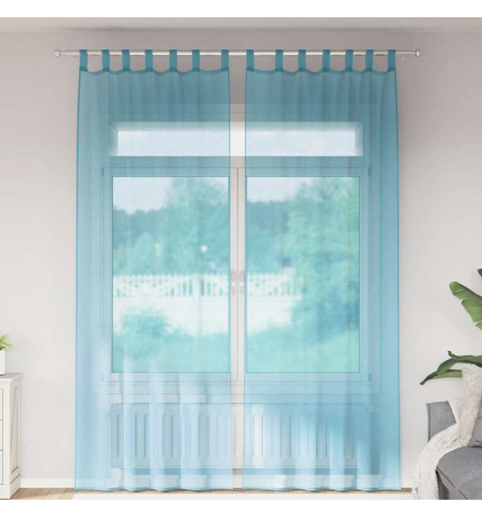 Rideaux en voile avec passe-tringles 2 pcs turquoise | Mobilier & Déco