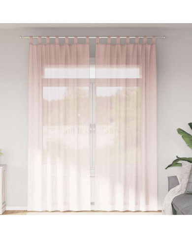 Rideaux en voile avec boucles 2 pcs rose clair 140x260 cm | Mobilier & Déco
