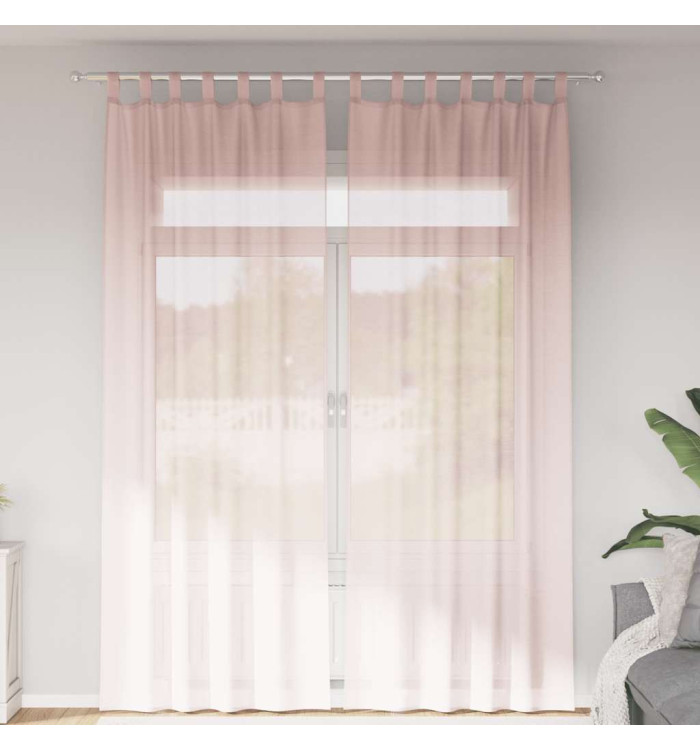 Rideaux en voile avec boucles 2 pcs rose clair 140x260 cm | Mobilier & Déco