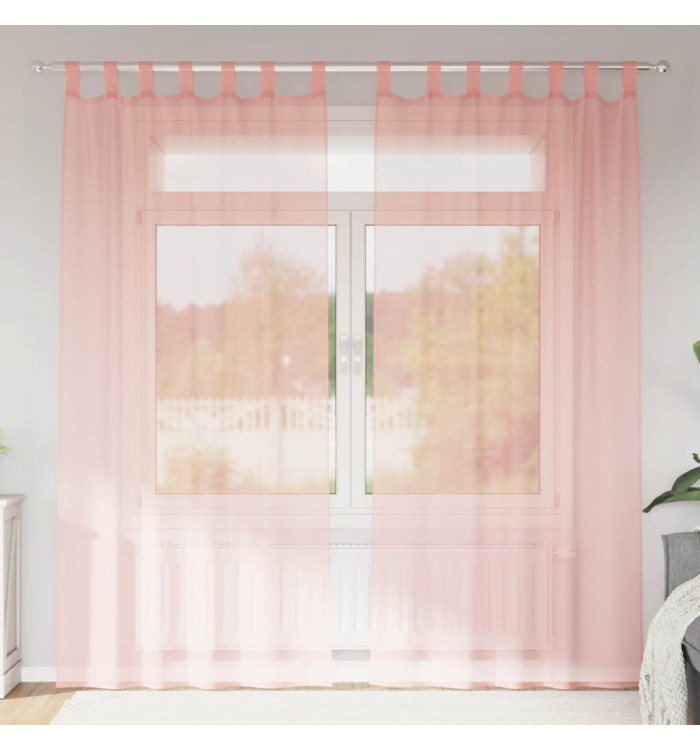 Rideaux en voile avec passe-tringles 2 pcs rose | Mobilier & Déco