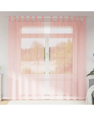 Rideaux en voile avec passe-tringles 2 pcs rose | Mobilier & Déco