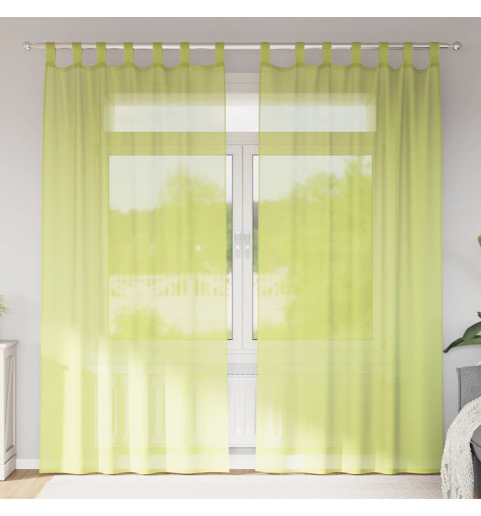 Rideaux en voile avec passants 2 pcs vert pomme | Mobilier & Déco