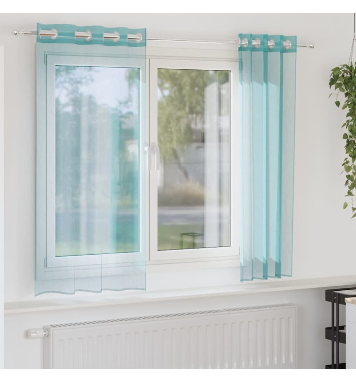 Rideaux en voile avec œillets 2 pcs turquoise | Mobilier & Déco