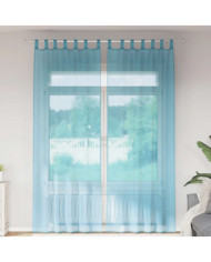 Rideaux en voile avec boucles 2 pcs turquoise 140x260 cm | Mobilier & Déco