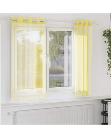 Rideaux en voile avec œillets 2 pcs jaune | Mobilier & Déco