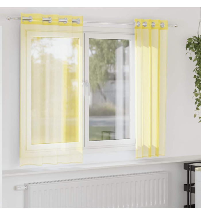 Rideaux en voile avec œillets 2 pcs jaune | Mobilier & Déco