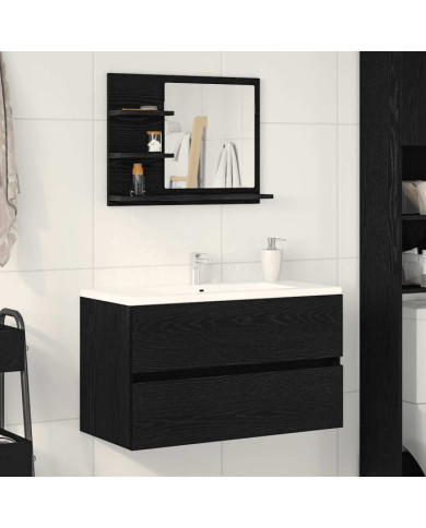 Miroir de salle de bain chêne noir 60x10,5x45cm bois ingénierie | Mobilier & Déco