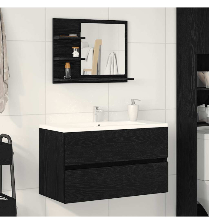 Miroir de salle de bain chêne noir 60x10,5x45cm bois ingénierie | Mobilier & Déco