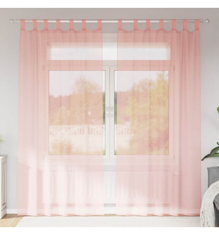 Rideaux en voile avec boucles 2 pcs rose 140x245 cm | Mobilier & Déco